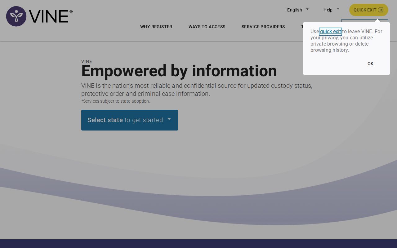 Marshall County VINELink inmate search and release notification flow